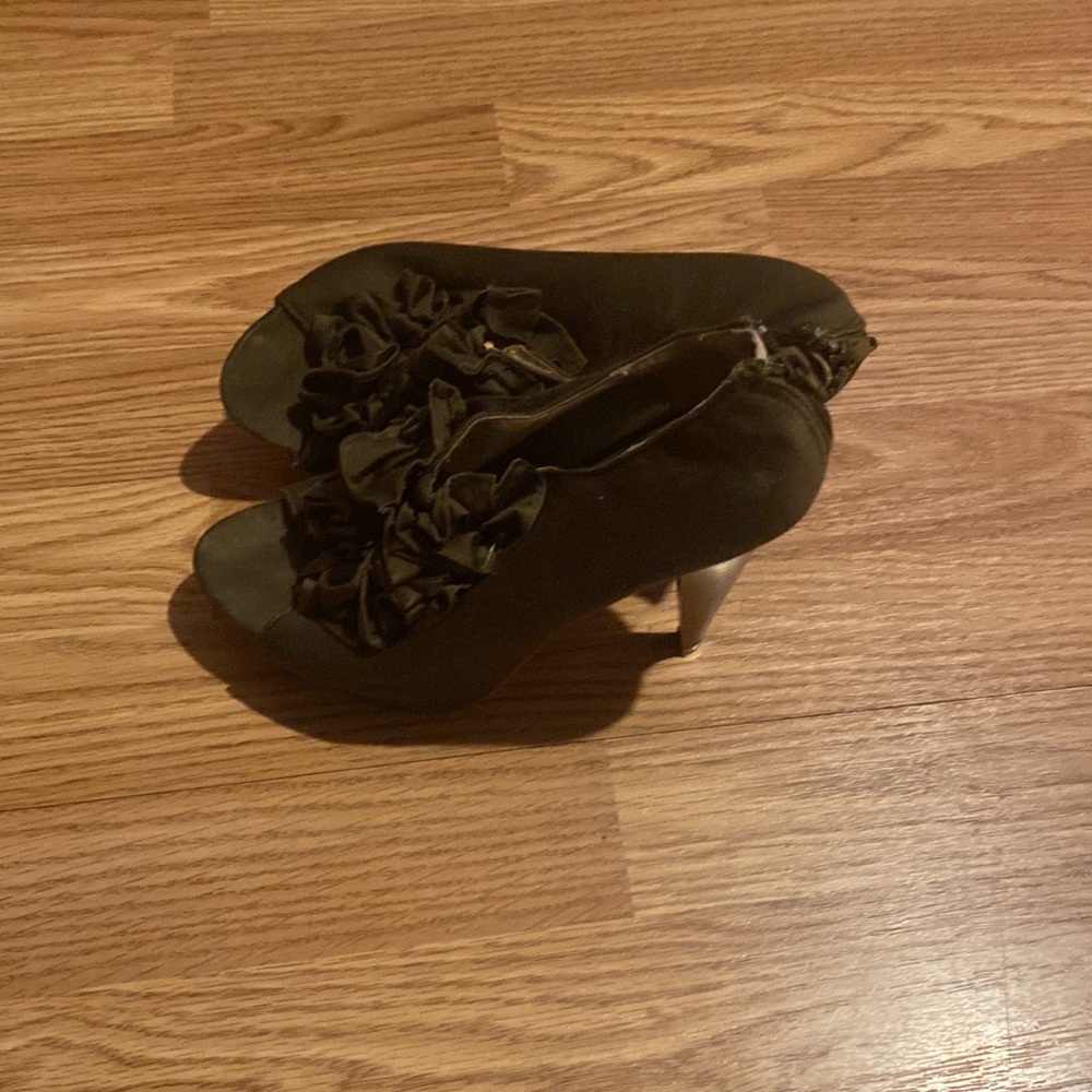 Womens dress shoes army green wood heel - Picture 4 of 4
